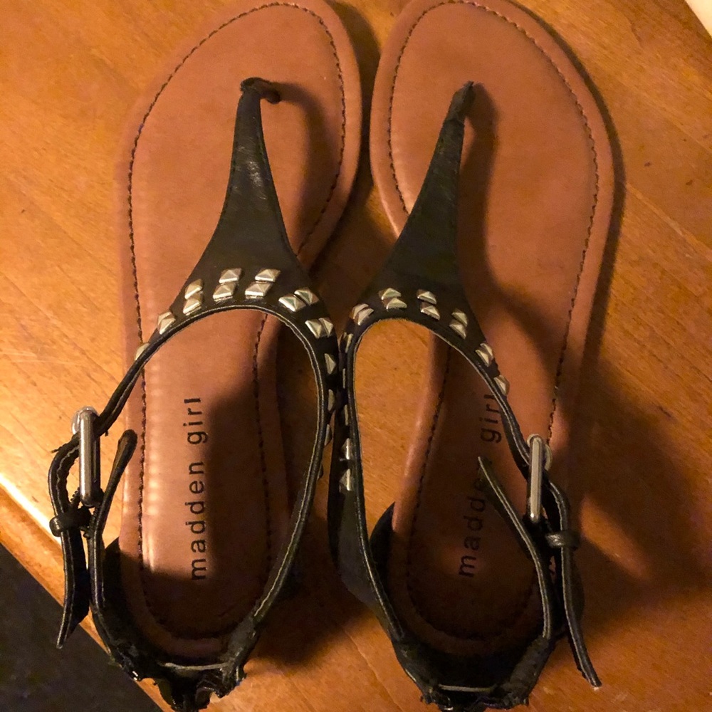 NWOT Madden Girl Black Studded Gladiator Sandals